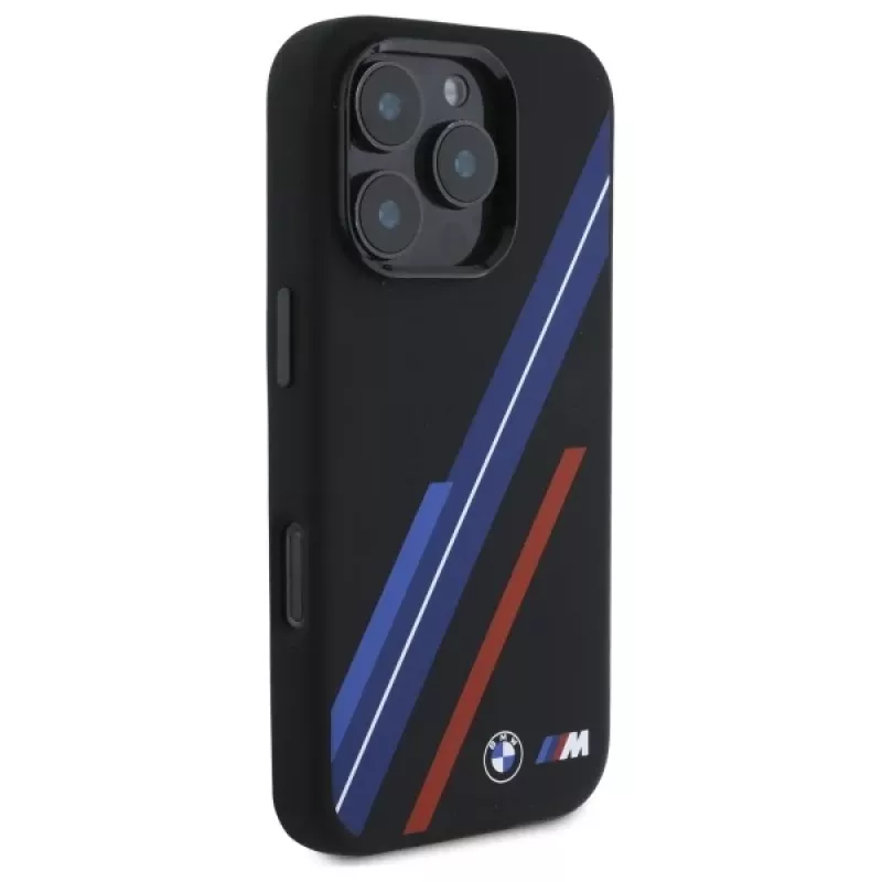 BMW BMHMP16X23SSPK Hardcase siliconen MagSafe Case voor iPhone 16 Pro Max 6,9 inch zwart Random Lines