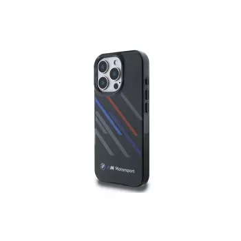BMW Motorsport IML Random Stripes hardcase voor Apple iPhone 16 Pro 6,3 inch - zwart