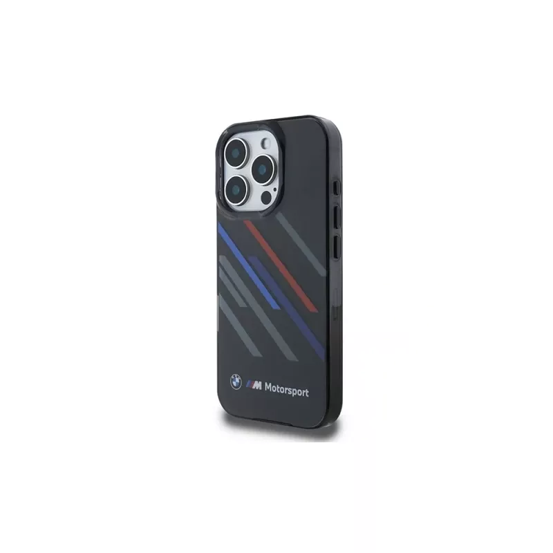 BMW Motorsport IML Random Stripes hardcase voor Apple iPhone 16 Pro 6,3 inch - zwart