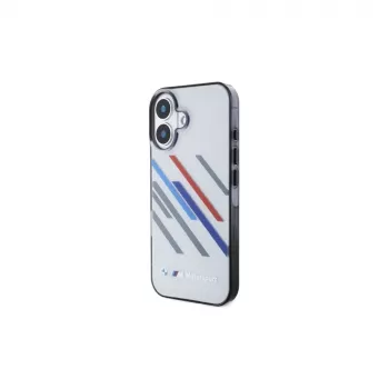BMW hardcase voor iPhone 16 Plus 6,7 inch grijs Motorsport IML Random Stripes