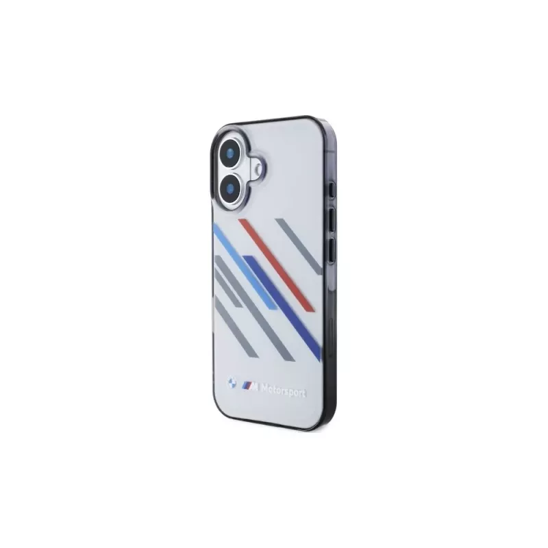 BMW hardcase voor iPhone 16 Plus 6,7 inch grijs Motorsport IML Random Stripes