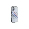 BMW hardcase voor iPhone 16 Plus 6,7 inch grijs Motorsport IML Random Stripes