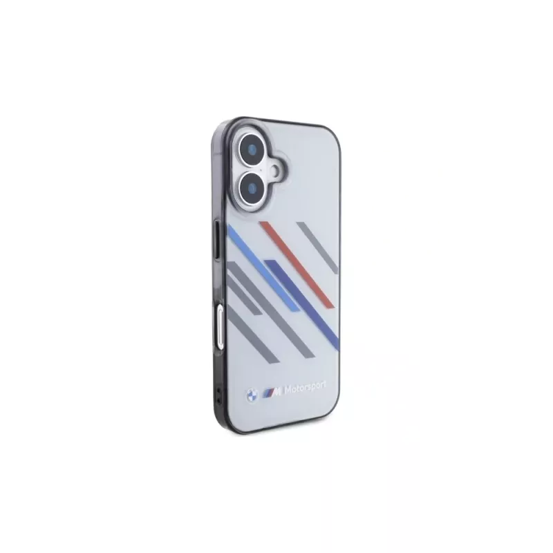 BMW hardcase voor iPhone 16 Plus 6,7 inch grijs Motorsport IML Random Stripes