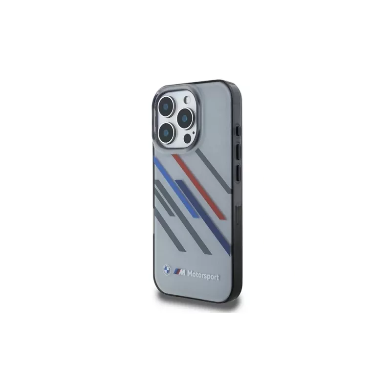 BMW Motorsport Hard Case voor iPhone 16 Pro 6,3 inch Grijs IML Random Stripes