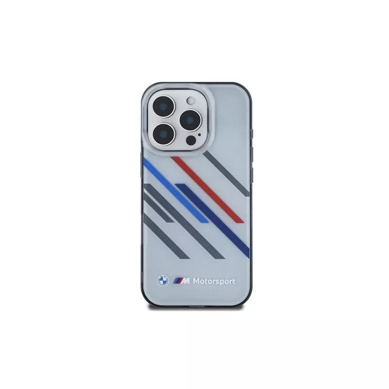 BMW Motorsport Hard Case voor iPhone 16 Pro 6,3 inch Grijs IML Random Stripes