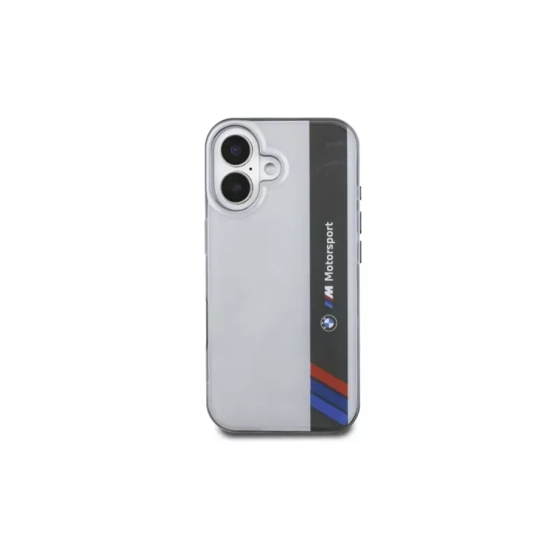 BMW BMHCP16S23HTFEG iPhone 16 6,1 inch grijs hardcase Motorsport IML Vertical Stripe