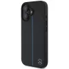 Mercedes-Benz MB Blue Line Leather MagSafe Hard Case voor Apple iPhone 16 6,1 inch - Zwart