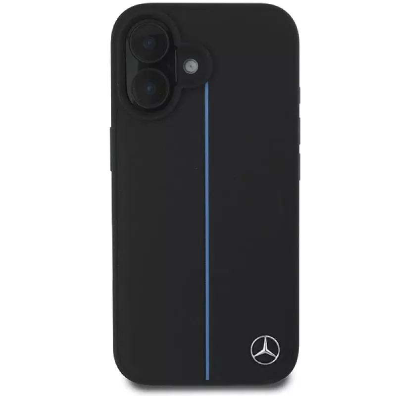 Mercedes-Benz MB Blue Line Leather MagSafe Hard Case voor Apple iPhone 16 6,1 inch - Zwart