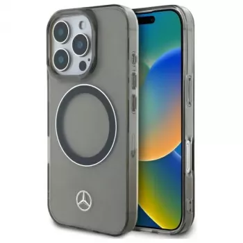 Mercedes-Benz iPhone 16 Pro Max 6,9 inch hardcase zilveren ring MagSafe zwart
