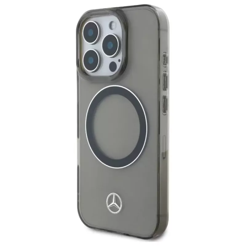 Mercedes-Benz iPhone 16 Pro Max 6,9 inch hardcase zilveren ring MagSafe zwart