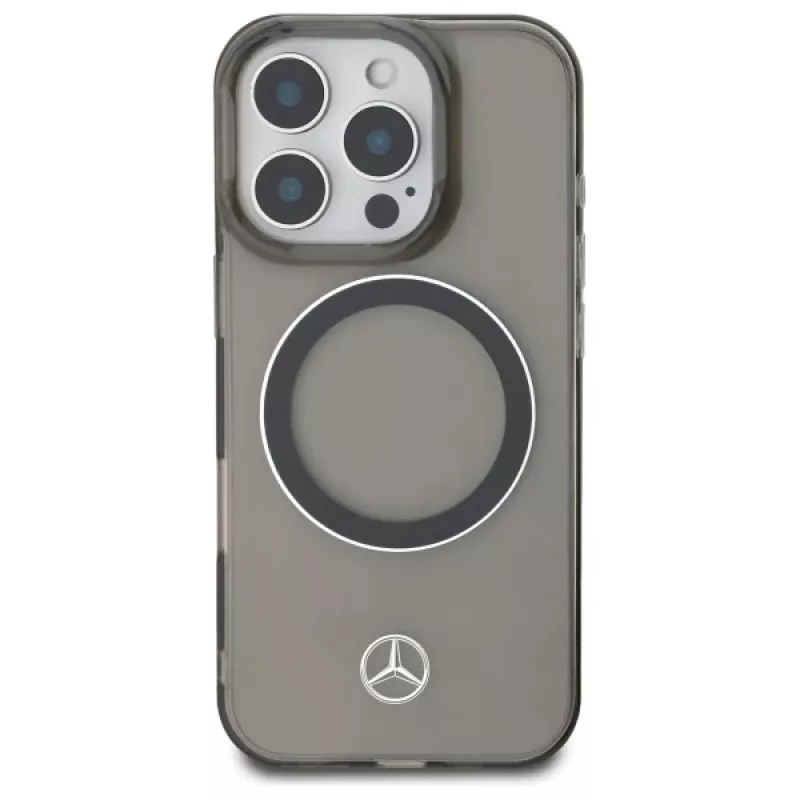 Mercedes-Benz iPhone 16 Pro Max 6,9 inch hardcase zilveren ring MagSafe zwart