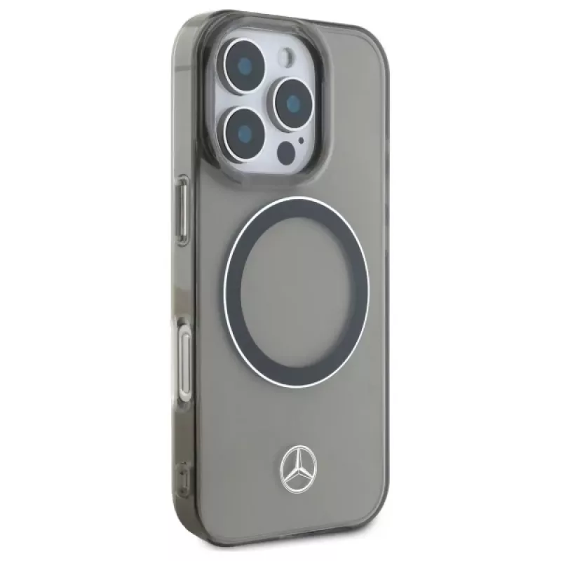 Mercedes-Benz iPhone 16 Pro Max 6,9 inch hardcase zilveren ring MagSafe zwart