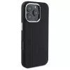 MERCEDES-BENZ iPhone 16 Pro 6.3 zwart siliconen hardcase met verticale tonal strepen MagSafe