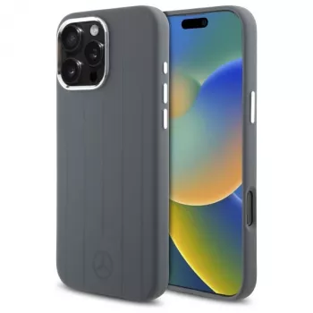 Mercedes-Benz iPhone 16 Pro Max 6,9 inch hardcase siliconen grijs Vertical Tonal Stripes MagSafe