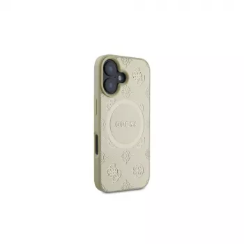 Guess Saffiano Peony Classic Logo MagSafe case voor iPhone 16 (goud)