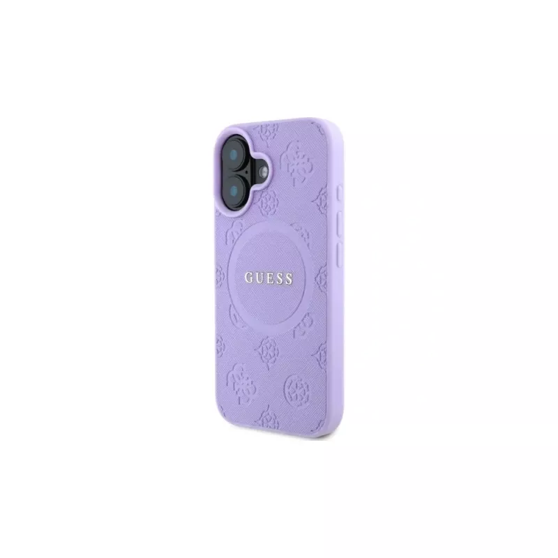Guess GUHMP16MPSAPSMEU iPhone 16 Plus 6,7 inch paars hardcase Saffiano Peony Classic Logo MagSafe