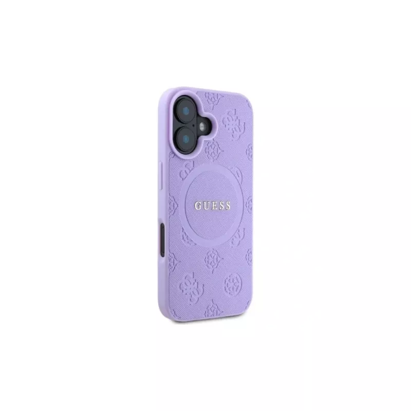 Guess GUHMP16MPSAPSMEU iPhone 16 Plus 6,7 inch paars hardcase Saffiano Peony Classic Logo MagSafe