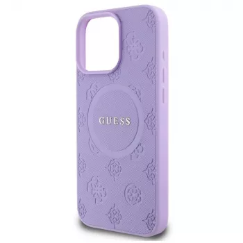 Guess GUHMP16XPSAPSMEU iPhone 16 Pro Max 6,9 inch paars hardcase Saffiano Peony Classic Logo MagSafe