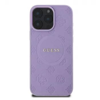 Guess GUHMP16XPSAPSMEU iPhone 16 Pro Max 6,9 inch paars hardcase Saffiano Peony Classic Logo MagSafe