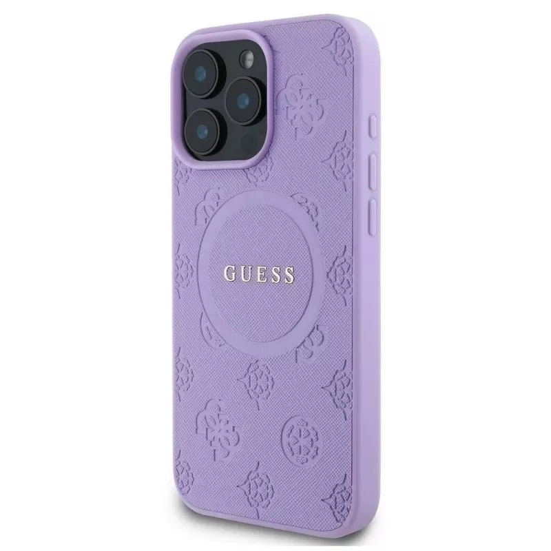 Guess GUHMP16XPSAPSMEU iPhone 16 Pro Max 6,9 inch paars hardcase Saffiano Peony Classic Logo MagSafe