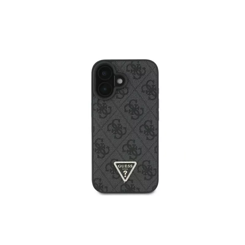 Guess GUHCP16SP4TDSCPK iPhone 16 hardcase leer metaal logo strass crossbody zwart