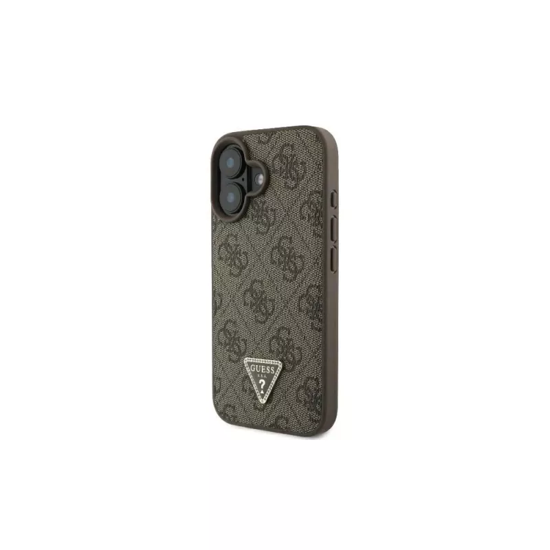 Guess GUHCP16SP4TDSCPW iPhone 16 6.1 hardcase leer metaal logo strass crossbody bruin
