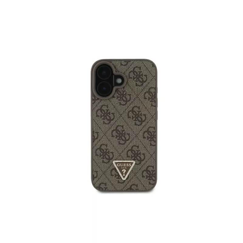 Guess GUHCP16SP4TDSCPW iPhone 16 6.1 hardcase leer metaal logo strass crossbody bruin