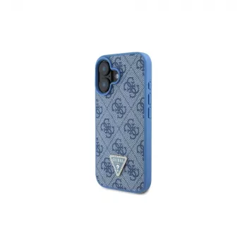 Guess GUHCP16SP4TDSCPB iPhone 16 6.1 blauw hardcase leer metaal logo strass crossbody