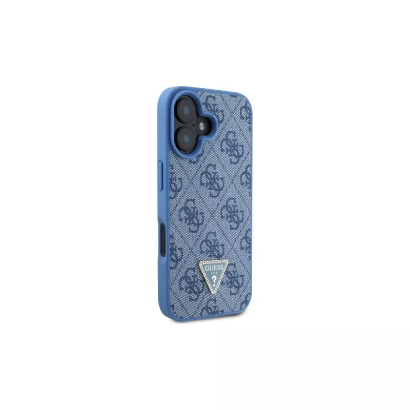 Guess GUHCP16SP4TDSCPB iPhone 16 6.1 blauw hardcase leer metaal logo strass crossbody