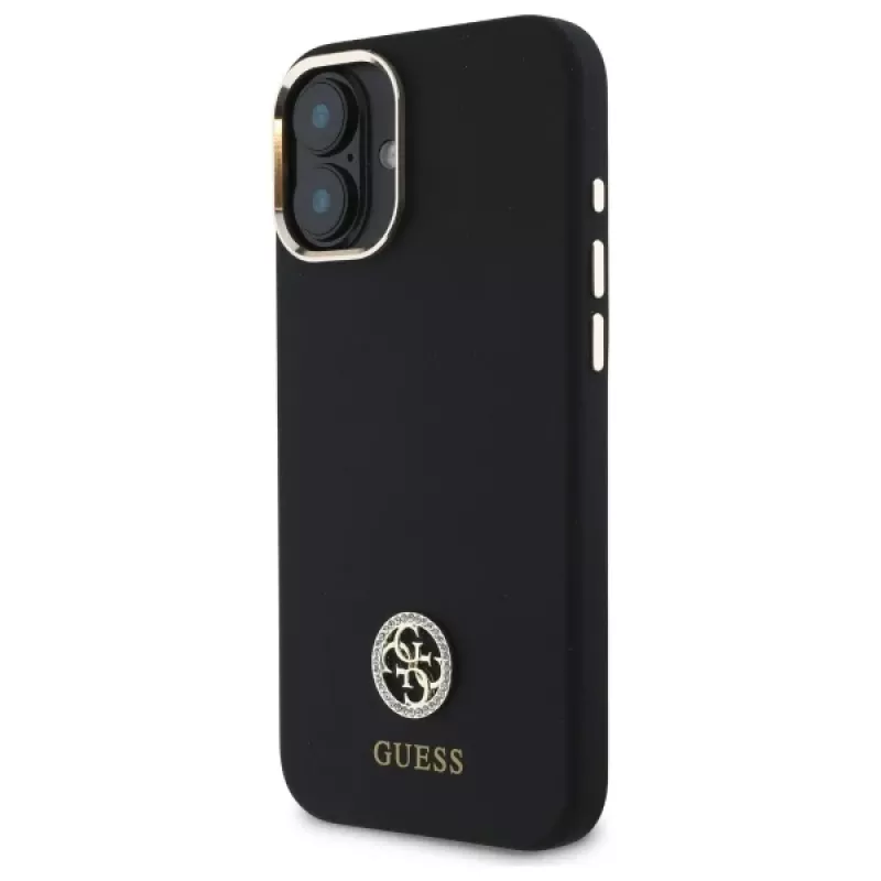 Guess GUHCP16SM4DGPK iPhone 16 6,1 inch zwart hardcase siliconen logo strass 4G
