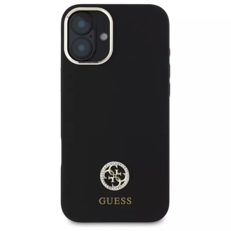 Guess GUHCP16SM4DGPK iPhone 16 6,1 inch zwart hardcase siliconen logo strass 4G