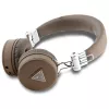 Guess Grained Classic Round Shape draadloze Bluetooth over-ear hoofdtelefoon met ENC, bruin