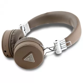 Guess Grained Classic Round Shape draadloze Bluetooth over-ear hoofdtelefoon met ENC, bruin
