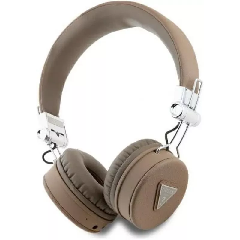 Guess Grained Classic Round Shape draadloze Bluetooth over-ear hoofdtelefoon met ENC, bruin