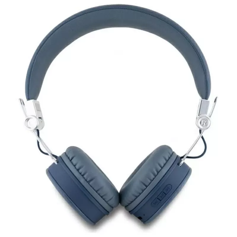 Guess Grained Classic Round Shape draadloze Bluetooth over-ear hoofdtelefoon met ENC (blauw)