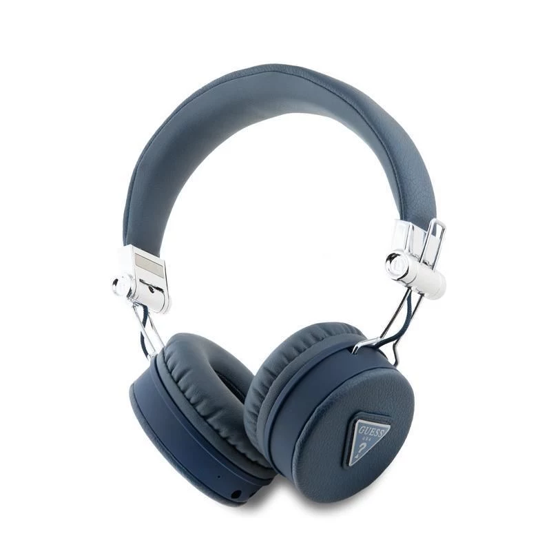 Guess Grained Classic Round Shape draadloze Bluetooth over-ear hoofdtelefoon met ENC (blauw)