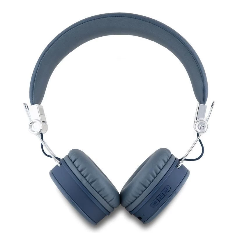Guess Grained Classic Round Shape draadloze Bluetooth over-ear hoofdtelefoon met ENC (blauw)