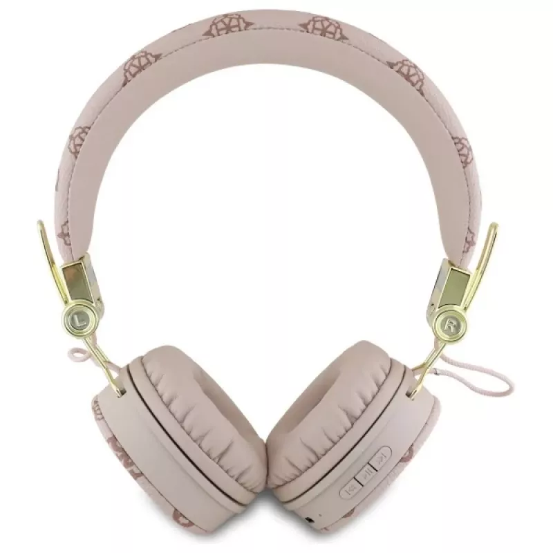 Guess Peony Script Round Shape draadloze over-ear hoofdtelefoon met ENC, bruin