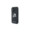 Karl Lagerfeld Monogram Karl & Choupette Head Pin case voor iPhone 16 (zwart)