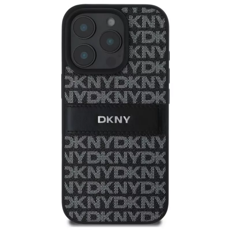DKNY DKHCP16LPRTHSLK hard case voor Apple iPhone 16 Pro 6,3 inch zwart textuurpatroon tonale streep