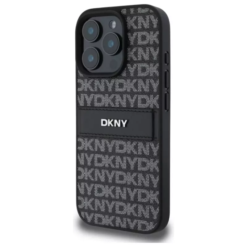 DKNY DKHCP16XPRTHSLK hard case voor iPhone 16 Pro Max 6,9 inch zwart met tonale streep-textuurpatroon