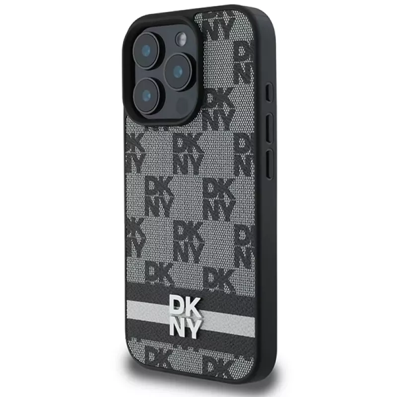 DKNY DKHCP16XPCPTSSK hard case voor iPhone 16 Pro Max 6,9 inch zwart ruitpatroon & bedrukte strepen