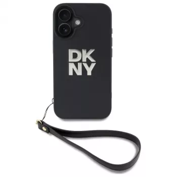 DKNY DKHCP16SPBSWSK hard case voor Apple iPhone 16 6,1 inch zwart met handlus