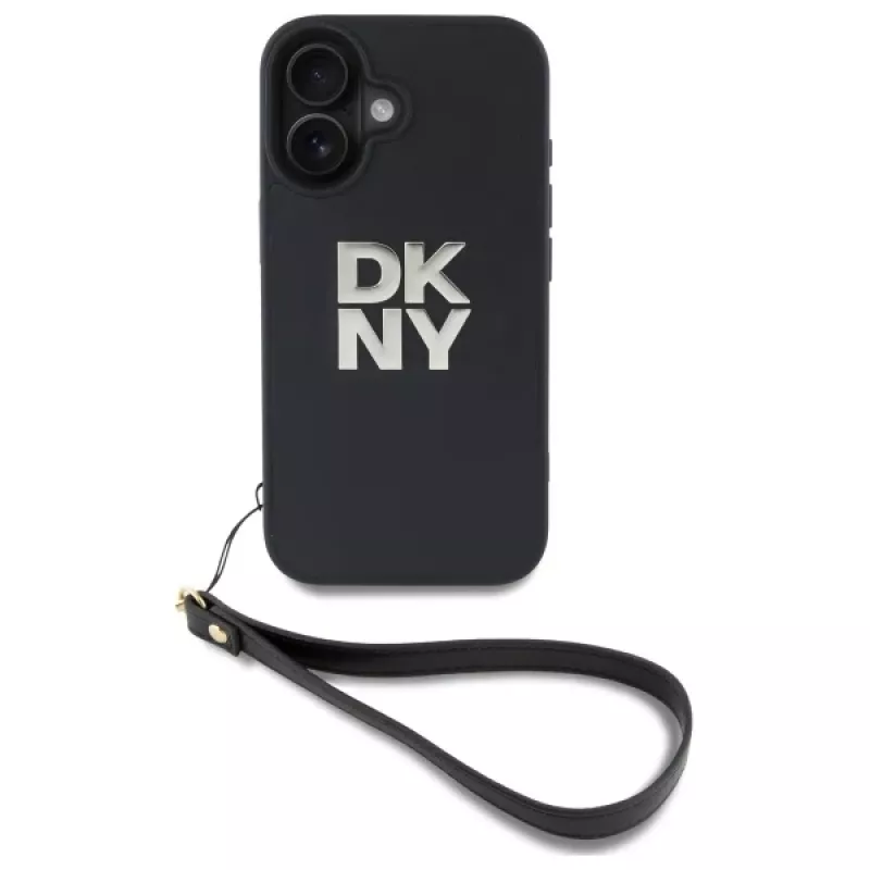 DKNY DKHCP16SPBSWSK hard case voor Apple iPhone 16 6,1 inch zwart met handlus