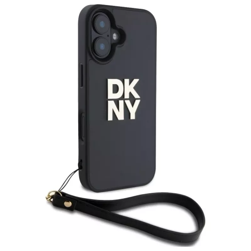 DKNY DKHCP16SPBSWSK hard case voor Apple iPhone 16 6,1 inch zwart met handlus
