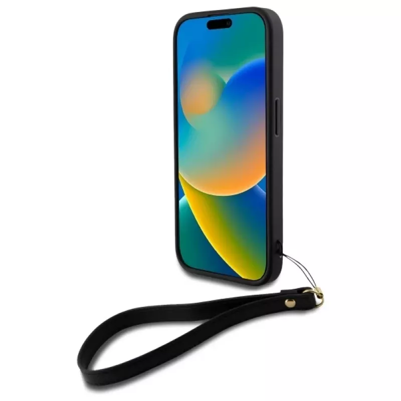 DKNY DKHCP16SPBSWSK hard case voor Apple iPhone 16 6,1 inch zwart met handlus