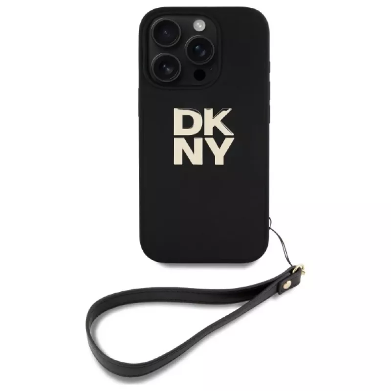 DKNY DKHCP16LPBSWSK iPhone 16 Pro 6,3 inch zwarte hard case met handlus en stock-logo