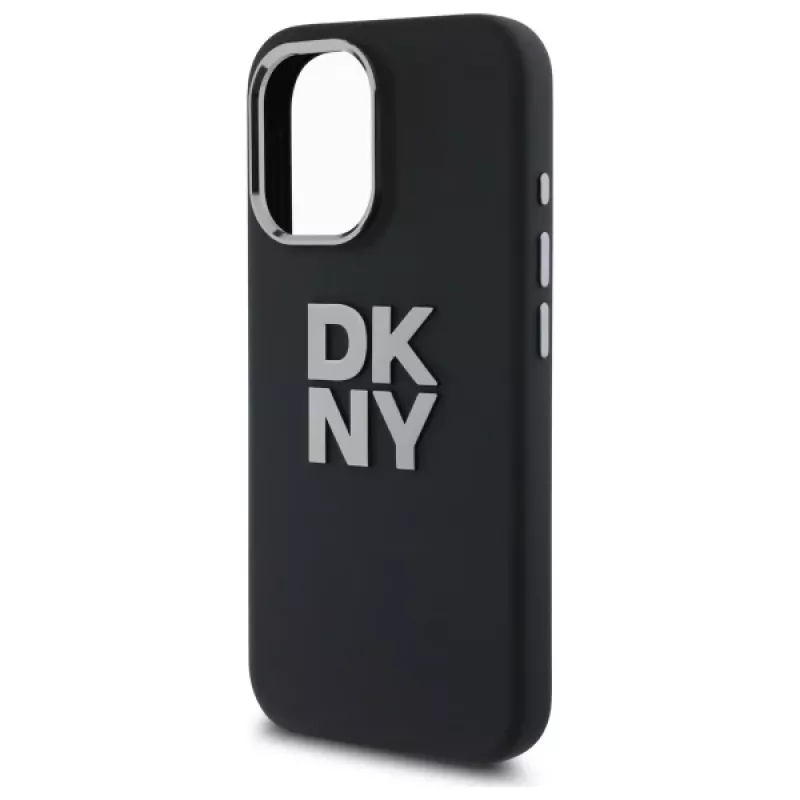 DKNY DKHCP16SSMCBSK iPhone 16 6.1 hard case liquid silicone metal logo zwart