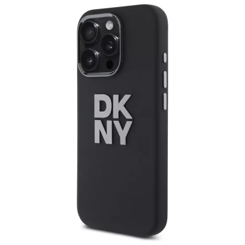 DKNY DKHCP16LSMCBSK liquid silicone metal logo hard case voor Apple iPhone 16 Pro 6,3 inch zwart