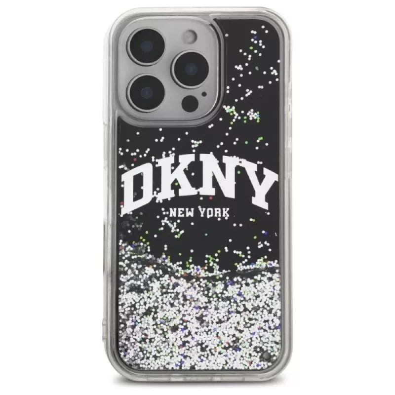 DKNY DKHCP16XLBNAEK iPhone 16 Pro Max 6,9 inch hard case liquid glitter arch logo zwart